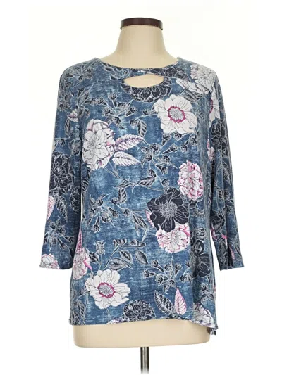 Pre-owned Chico's 3/4 Sleeve Blouse In Blue