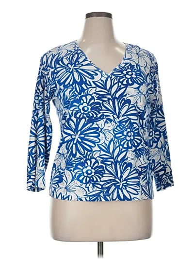Pre-owned Chico's 3/4 Sleeve Blouse In Blue