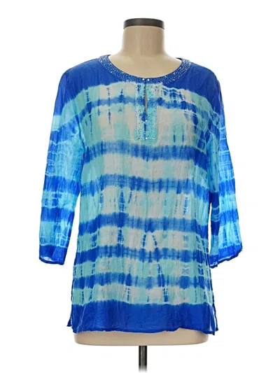 Pre-owned Chico's 3/4 Sleeve Blouse In Blue