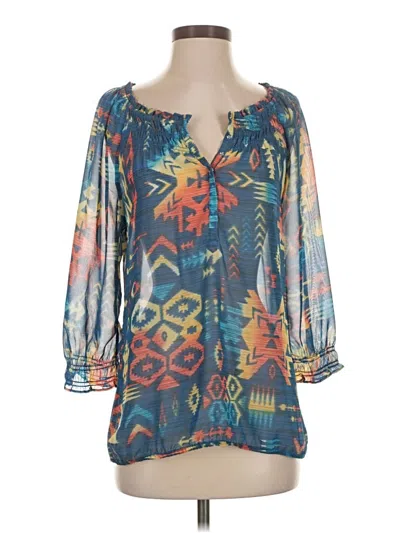 Pre-owned Chico's 3/4 Sleeve Blouse In Blue