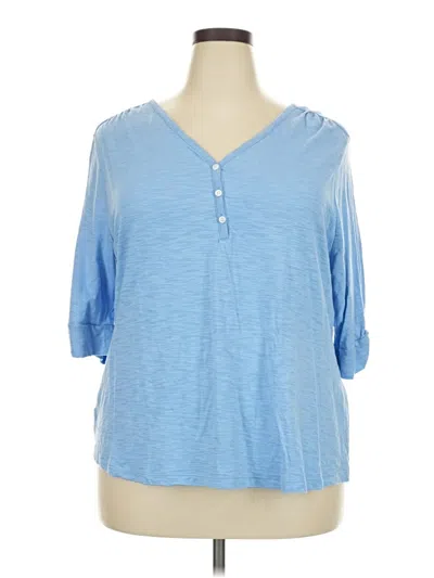Pre-owned Chico's 3/4 Sleeve Blouse In Blue