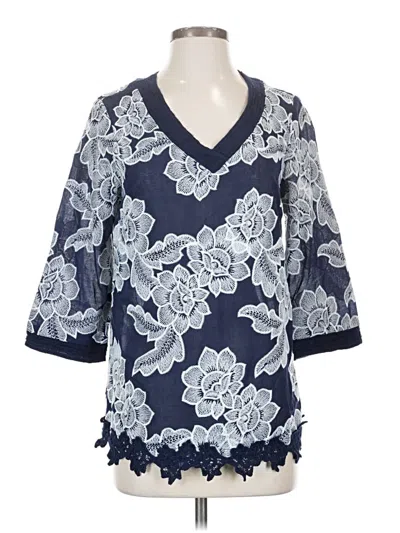 Pre-owned Chico's 3/4 Sleeve Blouse In Blue