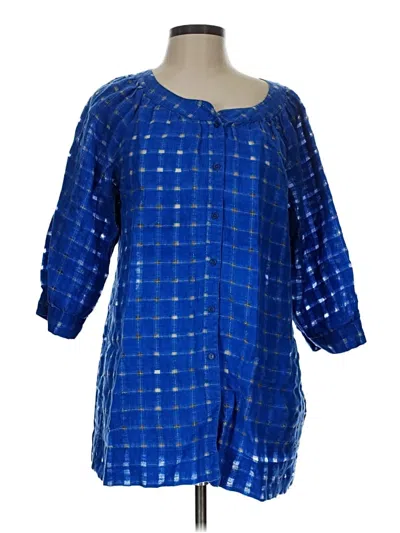 Pre-owned Chico's 3/4 Sleeve Blouse In Blue