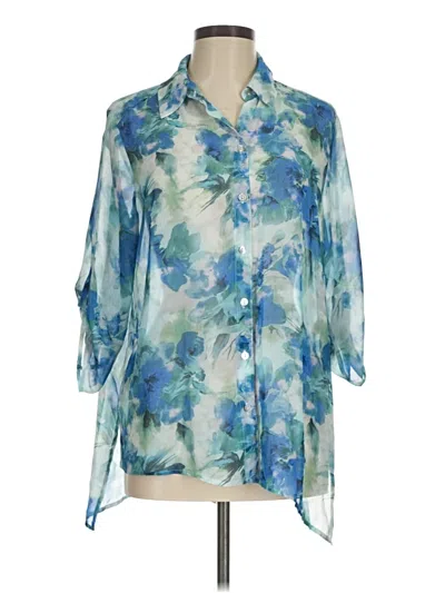 Pre-owned Chico's 3/4 Sleeve Blouse In Blue