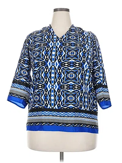 Pre-owned Chico's 3/4 Sleeve Blouse In Blue