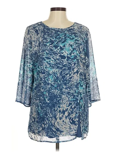 Pre-owned Chico's 3/4 Sleeve Blouse In Blue