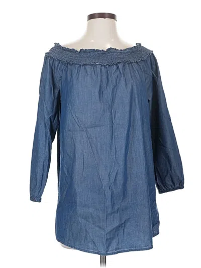 Pre-owned Chico's 3/4 Sleeve Blouse In Blue