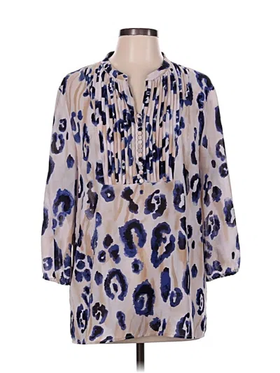 Pre-owned Chico's 3/4 Sleeve Blouse In Blue