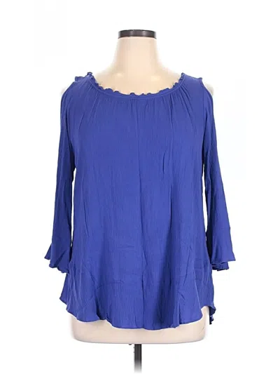 Pre-owned Chico's 3/4 Sleeve Blouse In Blue