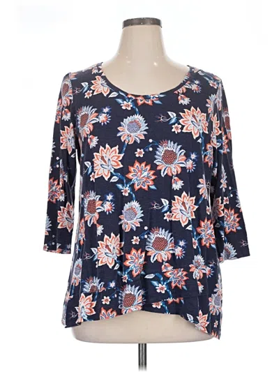 Pre-owned Chico's 3/4 Sleeve Blouse In Blue