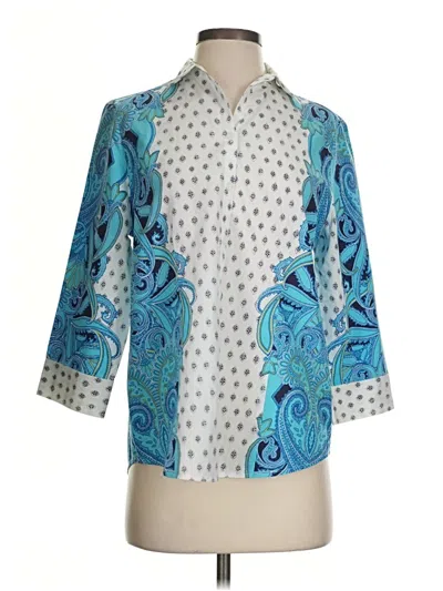Pre-owned Chico's 3/4 Sleeve Blouse In Blue