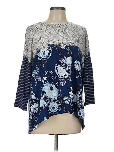 Pre-owned Chico's 3/4 Sleeve Blouse In Blue
