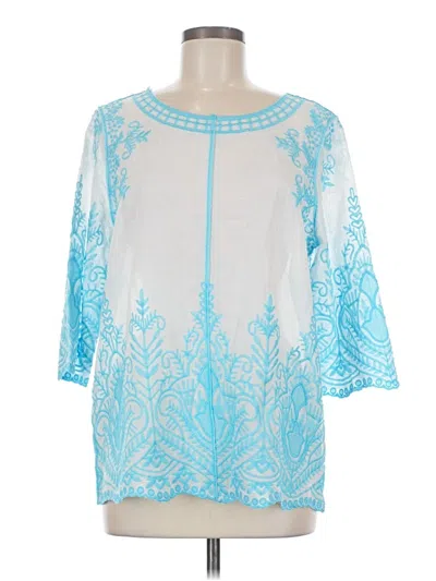 Pre-owned Chico's 3/4 Sleeve Blouse In Blue