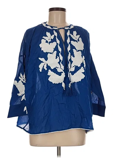 Pre-owned Chico's 3/4 Sleeve Blouse In Blue