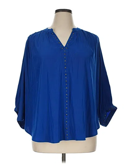 Pre-owned Chico's 3/4 Sleeve Blouse In Blue