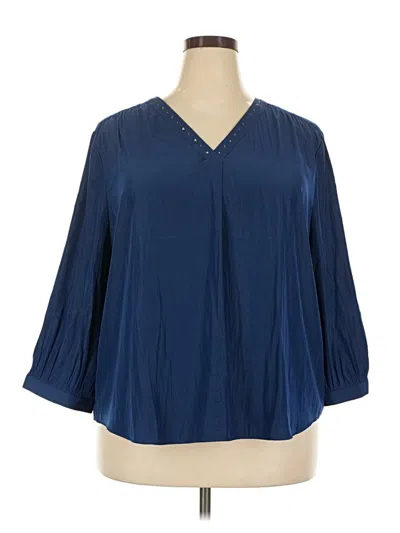 Pre-owned Chico's 3/4 Sleeve Blouse In Blue