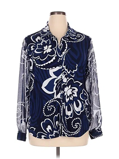 Pre-owned Chico's 3/4 Sleeve Blouse In Blue