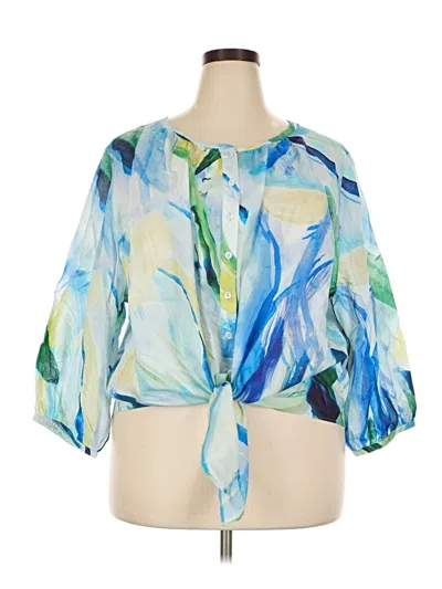 Pre-owned Chico's 3/4 Sleeve Blouse In Blue