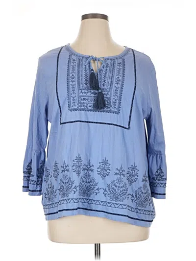 Pre-owned Chico's 3/4 Sleeve Blouse In Blue