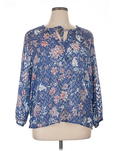 Pre-owned Chico's 3/4 Sleeve Blouse In Blue