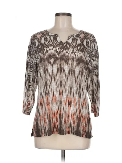 Pre-owned Chico's 3/4 Sleeve Blouse In Brown