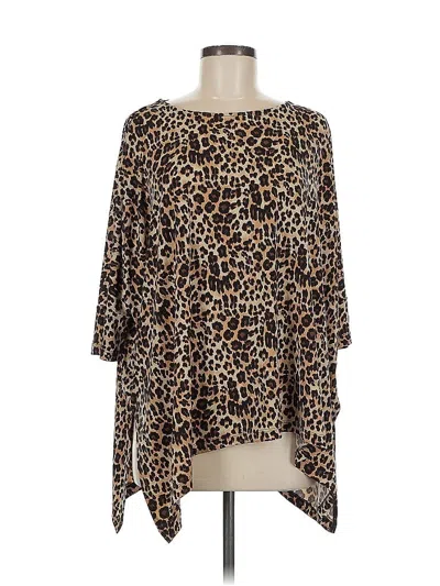 Pre-owned Chico's 3/4 Sleeve Blouse In Brown