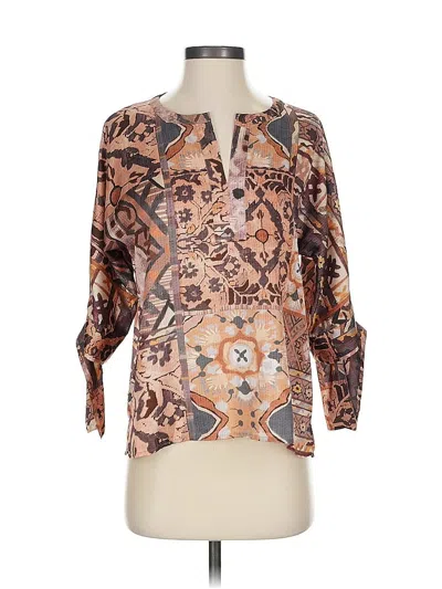 Pre-owned Chico's 3/4 Sleeve Blouse In Brown