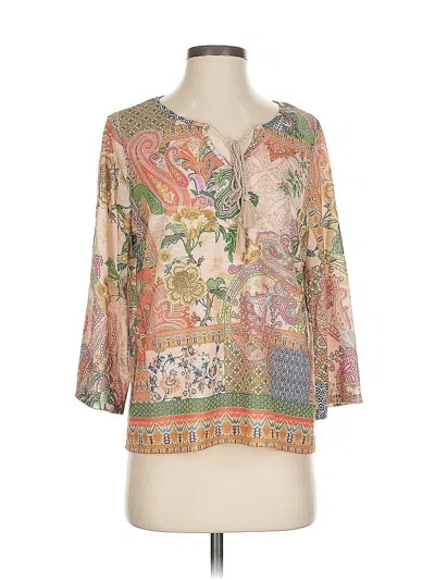 Pre-owned Chico's 3/4 Sleeve Blouse In Brown