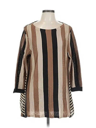 Pre-owned Chico's 3/4 Sleeve Blouse In Brown