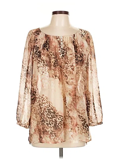 Pre-owned Chico's 3/4 Sleeve Blouse In Brown