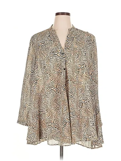 Pre-owned Chico's 3/4 Sleeve Blouse In Brown