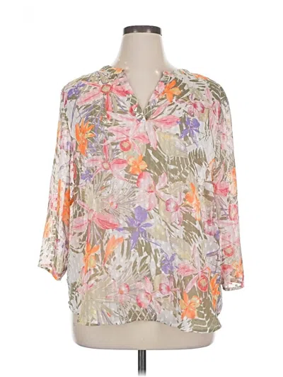 Pre-owned Chico's 3/4 Sleeve Blouse In Brown