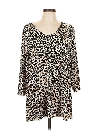 Pre-owned Chico's 3/4 Sleeve Blouse In Brown