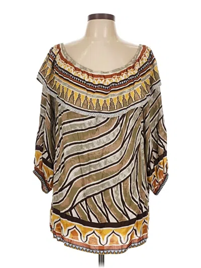 Pre-owned Chico's 3/4 Sleeve Blouse In Brown