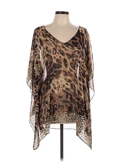 Pre-owned Chico's 3/4 Sleeve Blouse In Brown