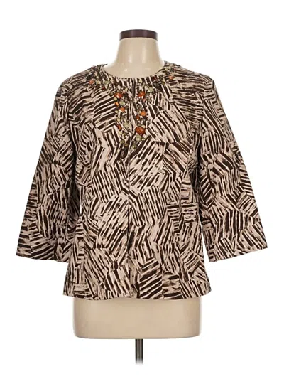 Pre-owned Chico's 3/4 Sleeve Blouse In Brown