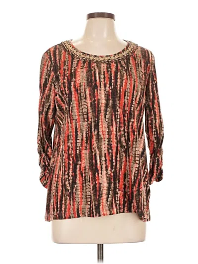 Pre-owned Chico's 3/4 Sleeve Blouse In Brown