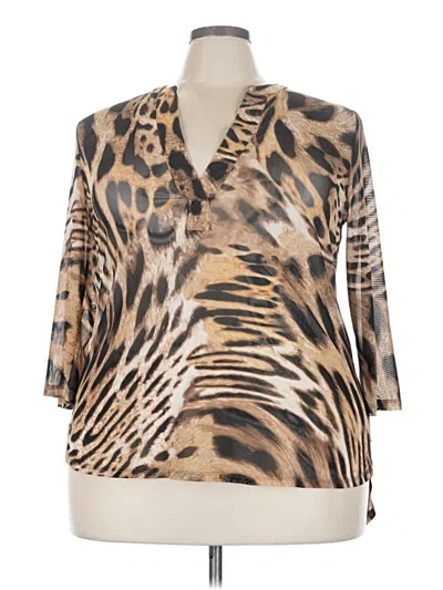 Pre-owned Chico's 3/4 Sleeve Blouse In Brown