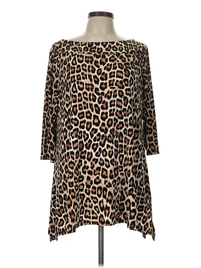 Pre-owned Chico's 3/4 Sleeve Blouse In Brown