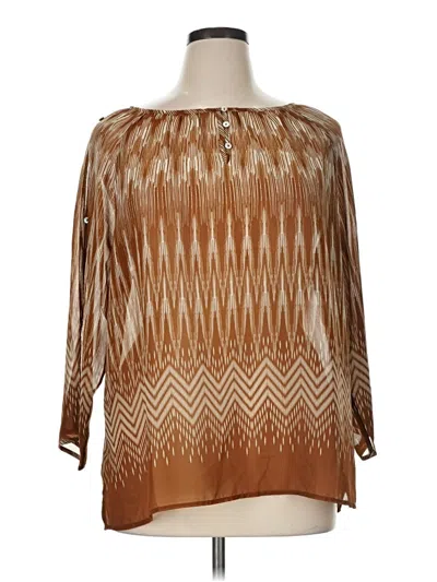 Pre-owned Chico's 3/4 Sleeve Blouse In Brown