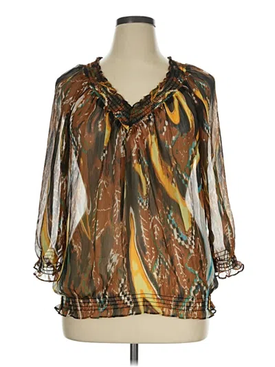 Pre-owned Chico's 3/4 Sleeve Blouse In Brown