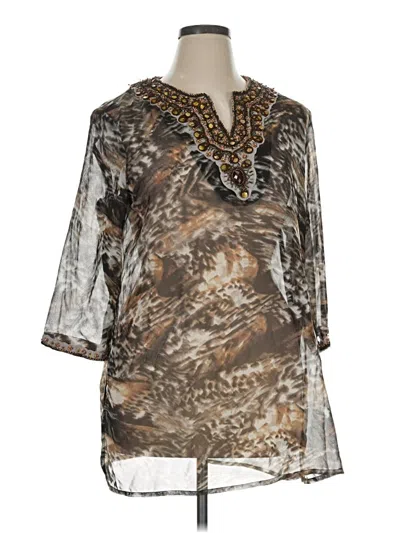 Pre-owned Chico's 3/4 Sleeve Blouse In Brown