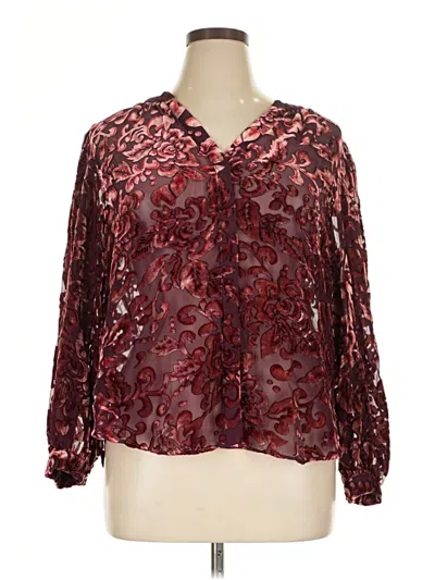 Pre-owned Chico's 3/4 Sleeve Blouse In Burgundy