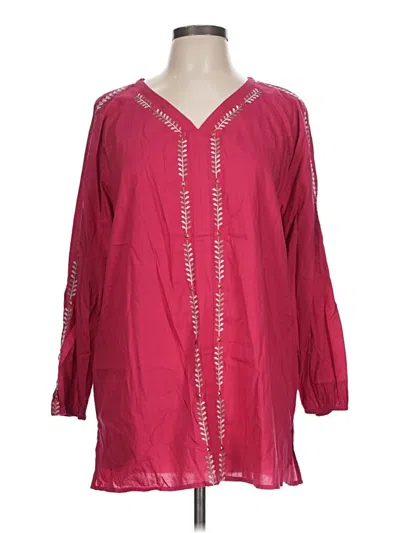 Pre-owned Chico's 3/4 Sleeve Blouse In Burgundy