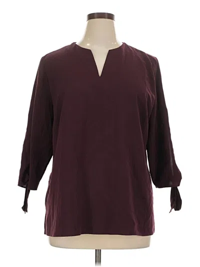 Pre-owned Chico's 3/4 Sleeve Blouse In Burgundy