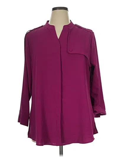 Pre-owned Chico's 3/4 Sleeve Blouse In Burgundy