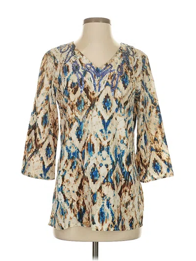 Pre-owned Chico's 3/4 Sleeve Blouse In Gold