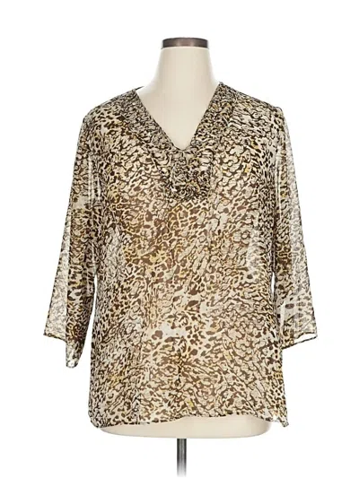 Pre-owned Chico's 3/4 Sleeve Blouse In Gold