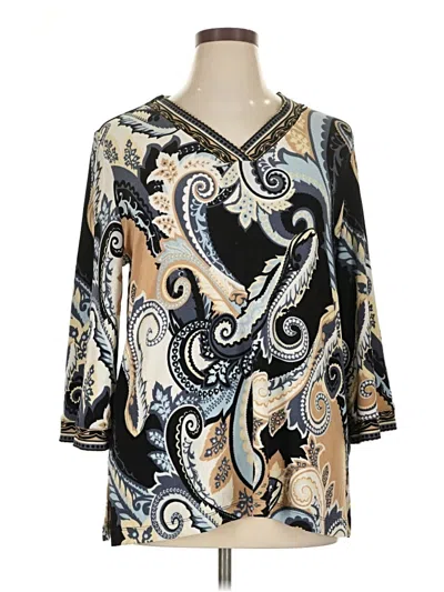 Pre-owned Chico's 3/4 Sleeve Blouse In Gold