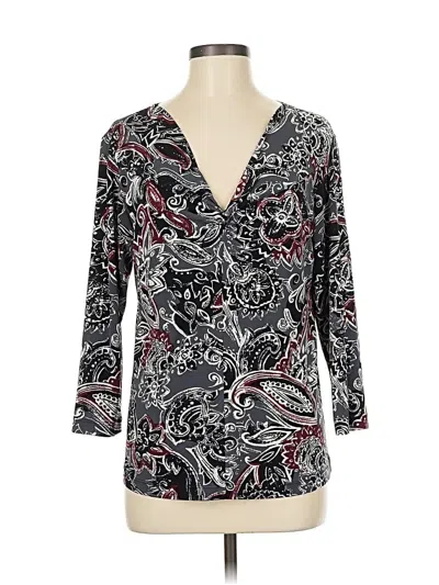 Pre-owned Chico's 3/4 Sleeve Blouse In Gray